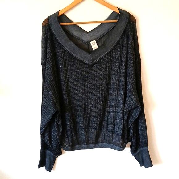 We The Free Free People South Side Thermal In Black Size Medium - Picture 2 of 7